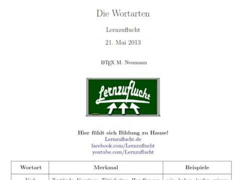 Die Wortarten, Deutsch Grammatik, Lernzuflucht Hagen