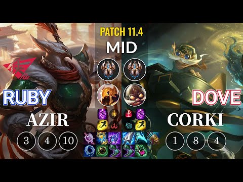 RW Ruby Azir vs Dove Corki Mid - KR Patch 11.4
