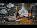 Camping In Heavy Snow With My Dog Inflatable Hot Tent Wood Stove ASMR