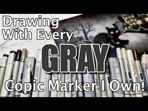 Drawing With Every GRAY Copic Marker I Own! - Into The Night Illustration