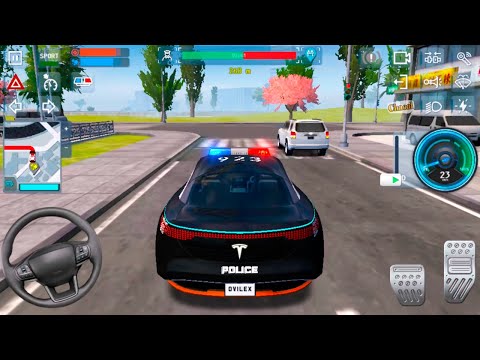 Jugando con Coche Policía - Tesla Roadster Simulator - Juegos de Coches
