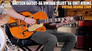 Video thumbnail for No Talking...Just Tones | Gretsch G6120T-55 Vintage Select Edition '55 Chet Atkins Hollow Body by Peach Guitars