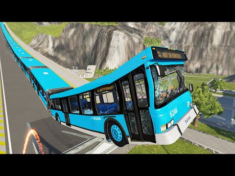 Long Articulated Bus Crashes #3 - Beamng Drive
