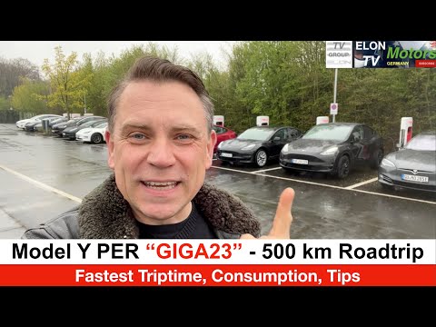 Model Y Performance GIGA23 on a 500 km Roadtrip: Minimum Time, Consumption and Techniques