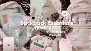 BACKPACK GUIDE for Pinterest school girl📝things to keep in your bag as a high school/uni student