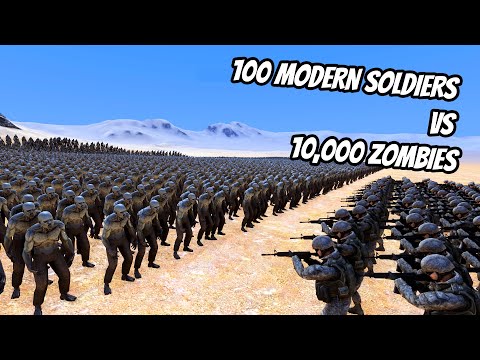 100 MODERN SOLDIERS VS 10.000 ZOMBIES - Ultimate Epic Battle Simulator (UEBS) Gameplay