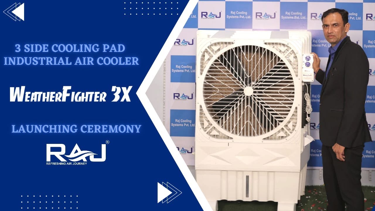 Watch video Raj WeatherFighter 3X - Industrial Air Cooler Now Raj WeatherFighter 3X - Industrial Air Cooler