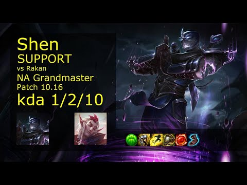 Shen Support vs Rakan - NA Grandmaster 1/2/10 Patch 10.16 Gameplay