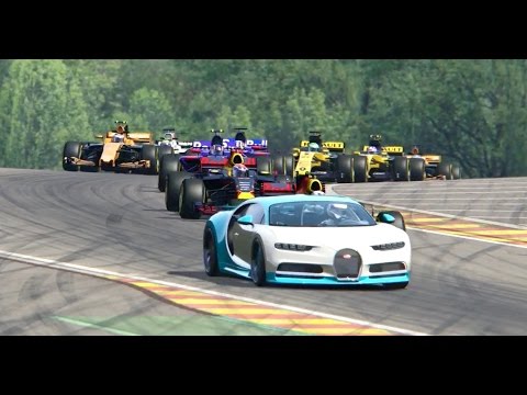 Battle Bugatti Chiron vs All F1 2017 Cars - Spa-Francorchamps