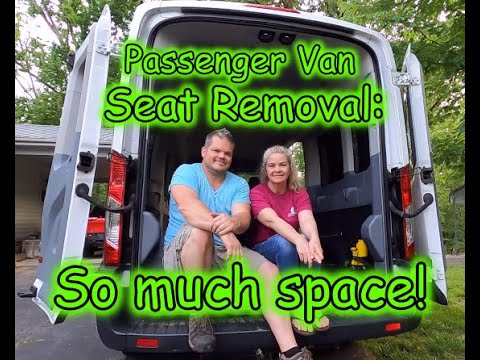 Part of a video titled Easiest Seat Removal for Ford Transit T350 15 Passenger Wagon