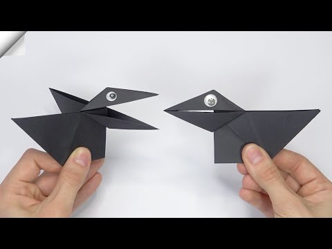 Moving paper crow Origami paper toy antistress