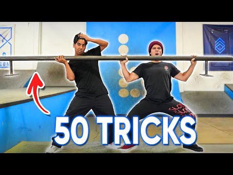 50 SKATE TRICKS ON THE FLAT BAR!
