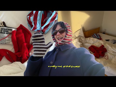 a week of knitting in Germany !! (cardigan & mittens)