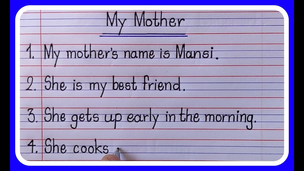 10 Lines On My Mother Essay Writing in English/My Mother 10 Lines Essay Writing