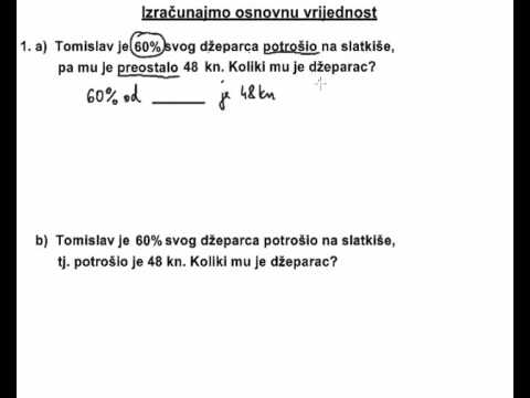 Kako izračunati osnovnu vrijednost - 3. dio - Potrošeno 60%,  preostalo 48€; koliko je eura bilo?
