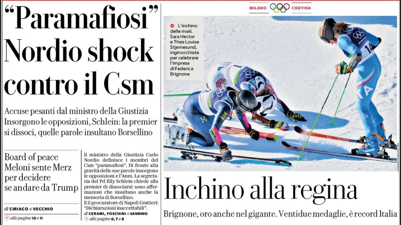 RASSEGNA STAMPA 16 FEBBRAIO 2026. QUOTIDIANI NAZIONALI ITALIANI  PRIME PAGINE DEI GIORNALI DI OGGI