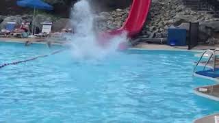 Tucker first time on red slide
