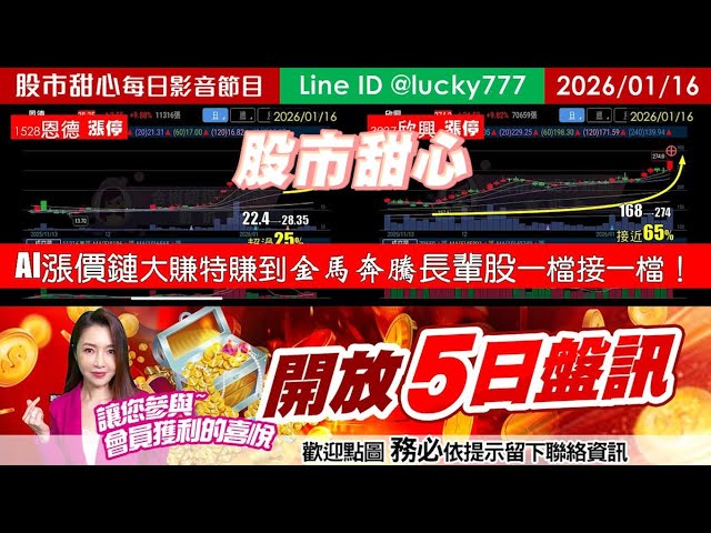 0116【甜心盤後節目】【開放５日設訊】AI漲價鏈大賺特賺到金馬奔騰長輩股一檔接一檔！