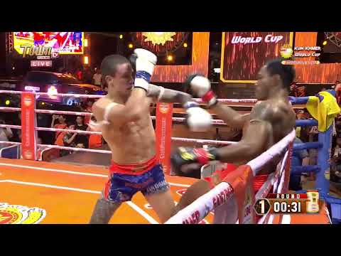 Amazing Khmer Boxing! Thoeun Theara vs White Shark #round1 #KO #knockout #kunkhmer #Kunkhmerallstar