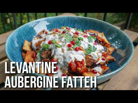 Levantine Aubergine Fatteh - Easy and quick to make delicious layered Eggplant dish