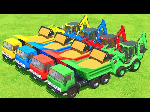 Transport of Colors! Load & Transport w Cat Loader and Trucks! Straw Job! Farming Simulator 22