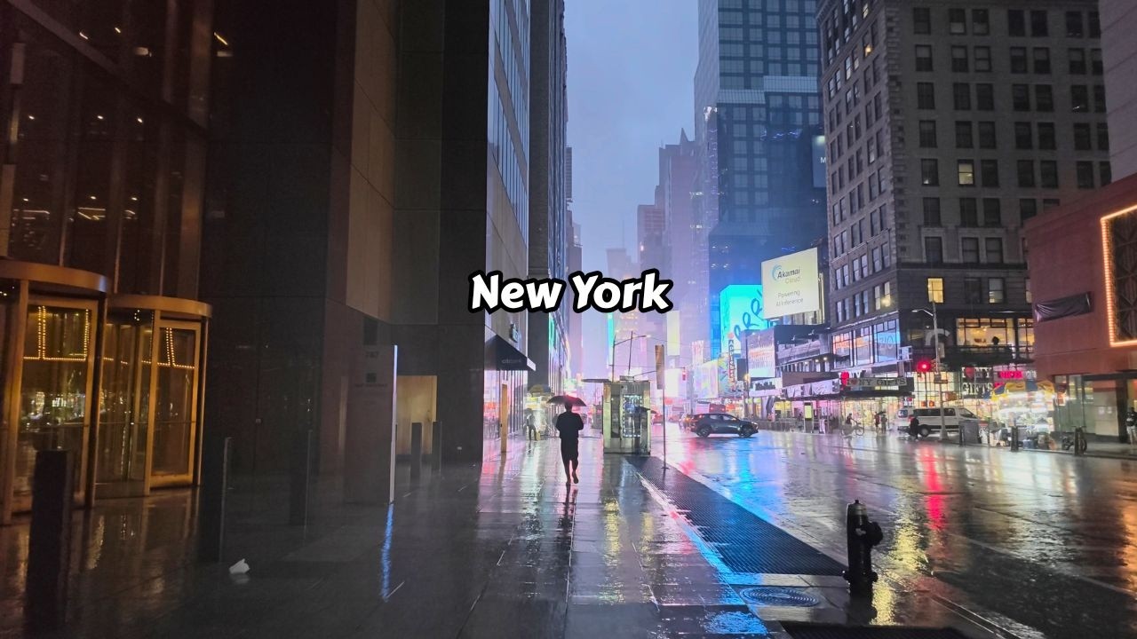 Heavy Rain Floods Manhattan New York Sever Thunderstorm Hits NYC Flash Flood Warning