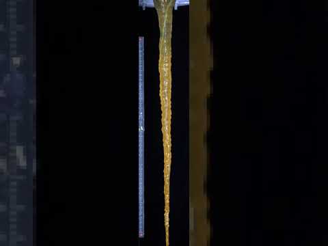 Rotating icicle with dye showing partial wetting