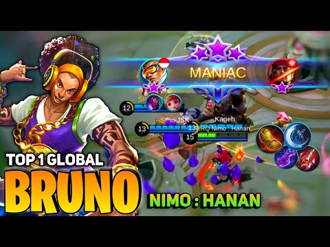 MANIAC! Bruno King Powerful Critical Damage! [Top 1 Global Bruno] by Nimo: Hanan - MLBB