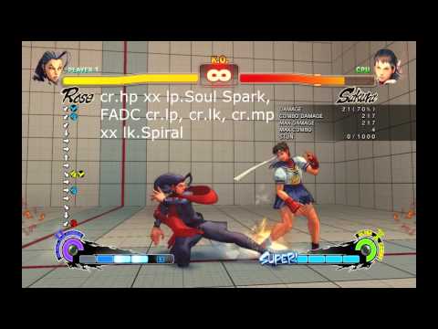 Rose BnB combos - Super Street Fighter 4 AE 2012 Tutorial