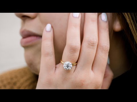 4ct Round Lab Diamond Engagement Ring with Hidden Halo in 18k Yellow Gold | Ada Diamonds
