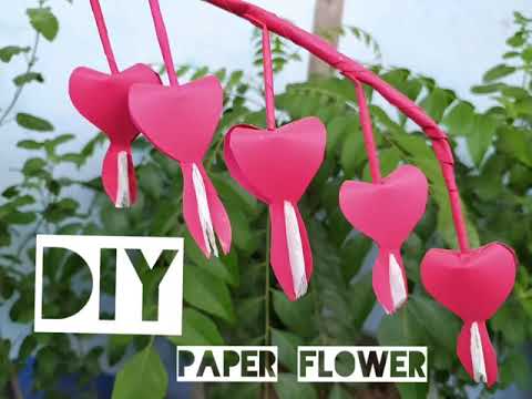 How to make/ paper flower/ #diy #paperflower #homedecor #paper #redflower /bleeding heart flower.