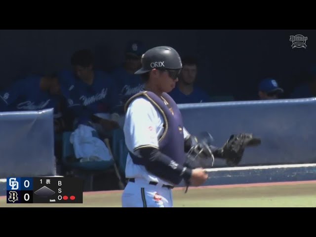 【ファーム】初回から三振ゲッツー!! バファローズ・石川亮 正確な送球でピンチの芽を摘む!!  2024年7月5日 オリックス・バファローズ 対 中日ドラゴンズ