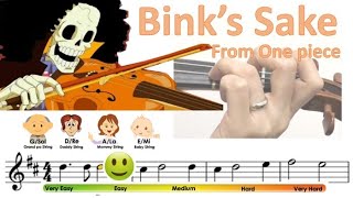 Download lagu Bink's Sake from One piece sheet music and easy violin tutorial mp3