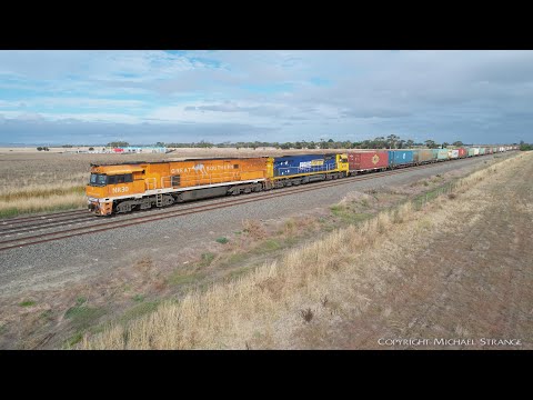 3AM5 Freight Train With NR30 & 9323 Filmed From Drone (6/4/2022) - PoathTV Australian Railways