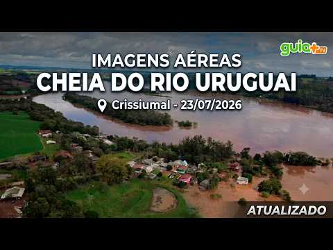 Confira Imagens aéreas da enchente do Rio Uruguai no interior de Crissiumal #enchenters