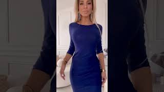 Malé tmavě modré mini třpytivé šaty "Eleanora" s ¾ rukávem