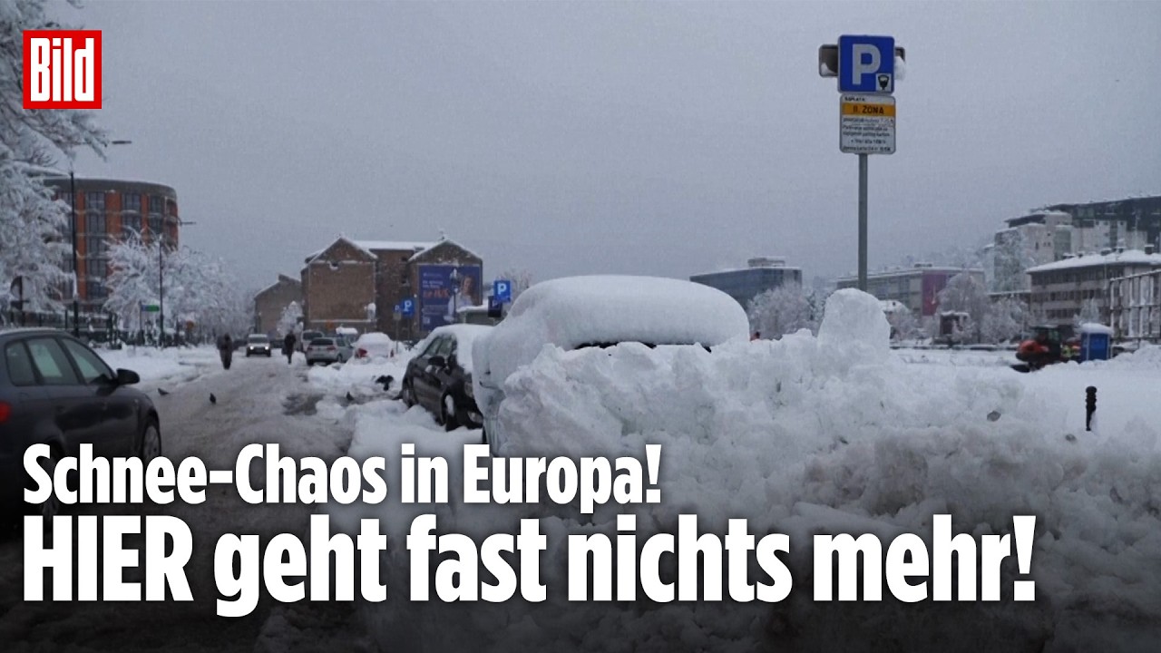 SCHNEE-CHAOS IN EUROPA: Frau in Sarajewo stirbt! Gestrichene Flüge und Zugausfälle!