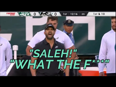 Jalen Hurts takes a NASTY hit on sideline & Nick Sirianni yells at Robert Saleh