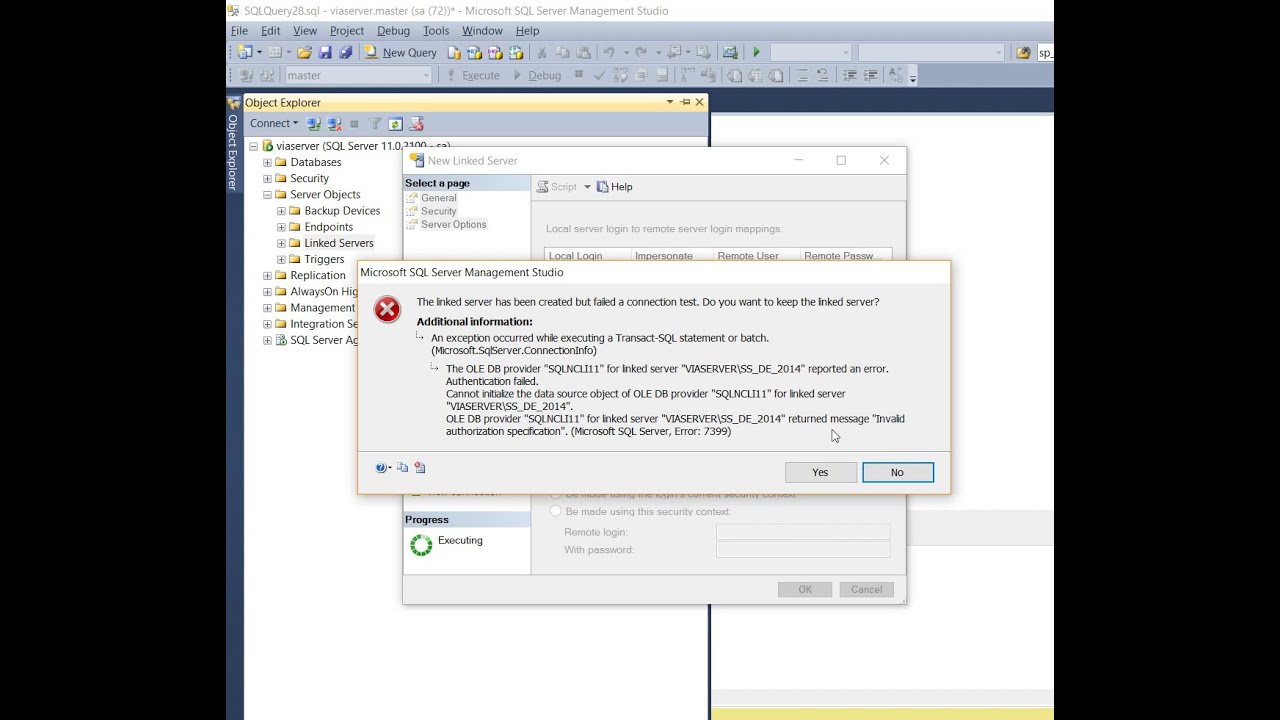 Create Linked Servers in SQL Server Database Engine