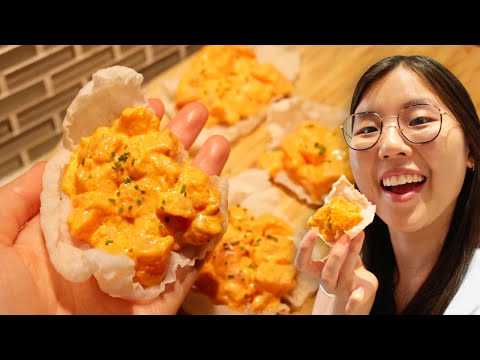 Spicy Salmon RICE PAPER Chips 🔥 (TikTok's Crispy & Creamy HACK)