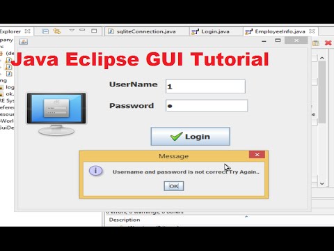Java Eclipse GUI Tutorial 6 Login Program for java with sqlite database PART 2