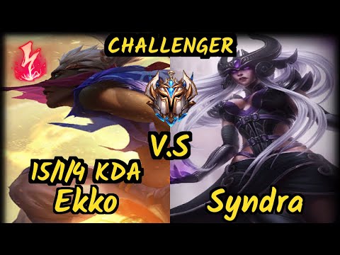 Brucer (EKKO) vs SYNDRA - 15/1/4 KDA MID CHALLENGER GAMEPLAY - BR