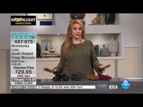 Minnetonka Lana Suede Beaded Fringe Moccasin