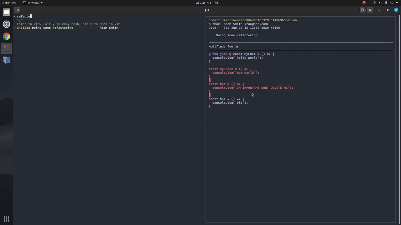 Interactively Search Git Commit History using Terminal (FZF)
