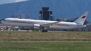 [FullHD] Bahrain Royal Flight Boeing 767-400(ER) landing & takeoff at Geneva/GVA/LSGG