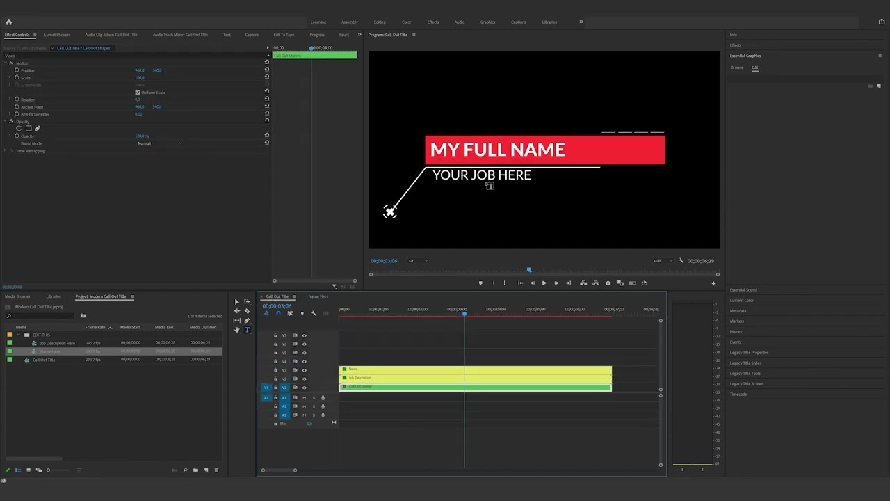 How to edit the Modern Call Out Title in Premiere Pro
