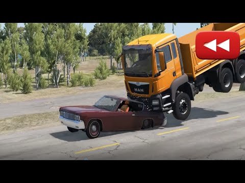 Reverse Cars vs Bollards –  BeamNG Drive #4