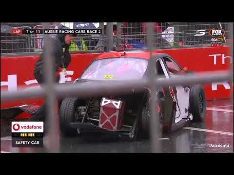 Aussie Racing Cars Surfers Paradise 2017 Race 2 Restart 2 Rain Chaos Big Crash