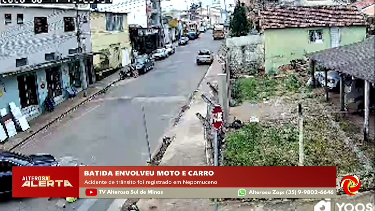 Motociclista fica ferido após batida com carro e Nepomuceno