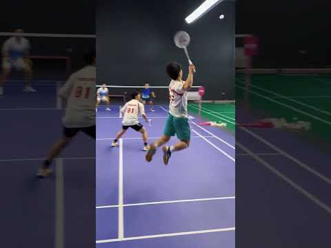 A well balanced badminton doubles match #badminton